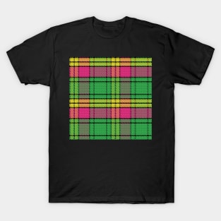 Scottish tartan, black, yellow, pink; green T-Shirt